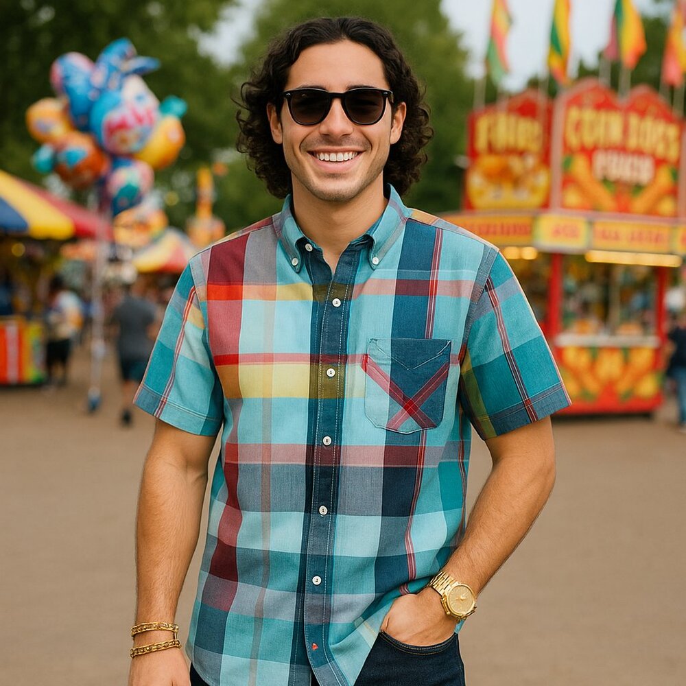 Levi's Blue and Red Casual Button Down Shirt Vibrant Plaid Design